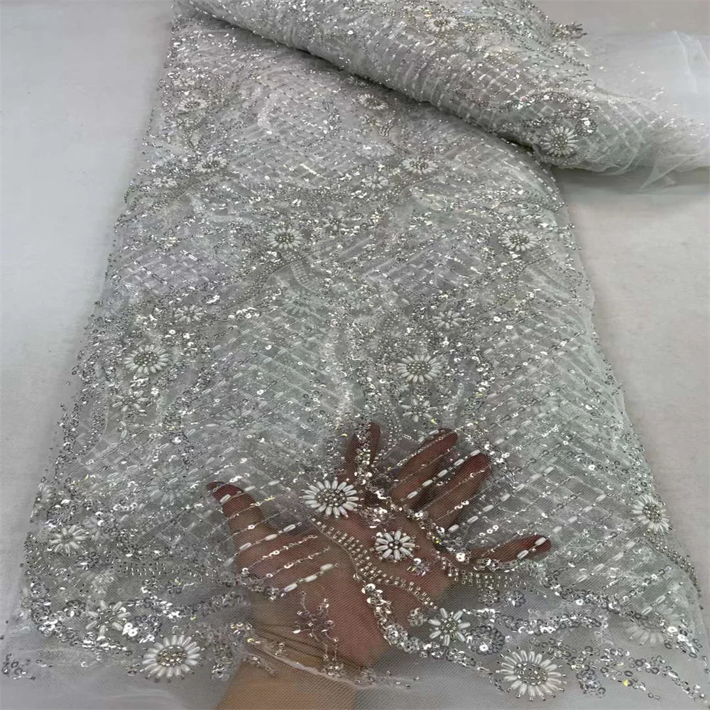 Роскошные нигерийские бусины ручной работы кружевная ткань 2024