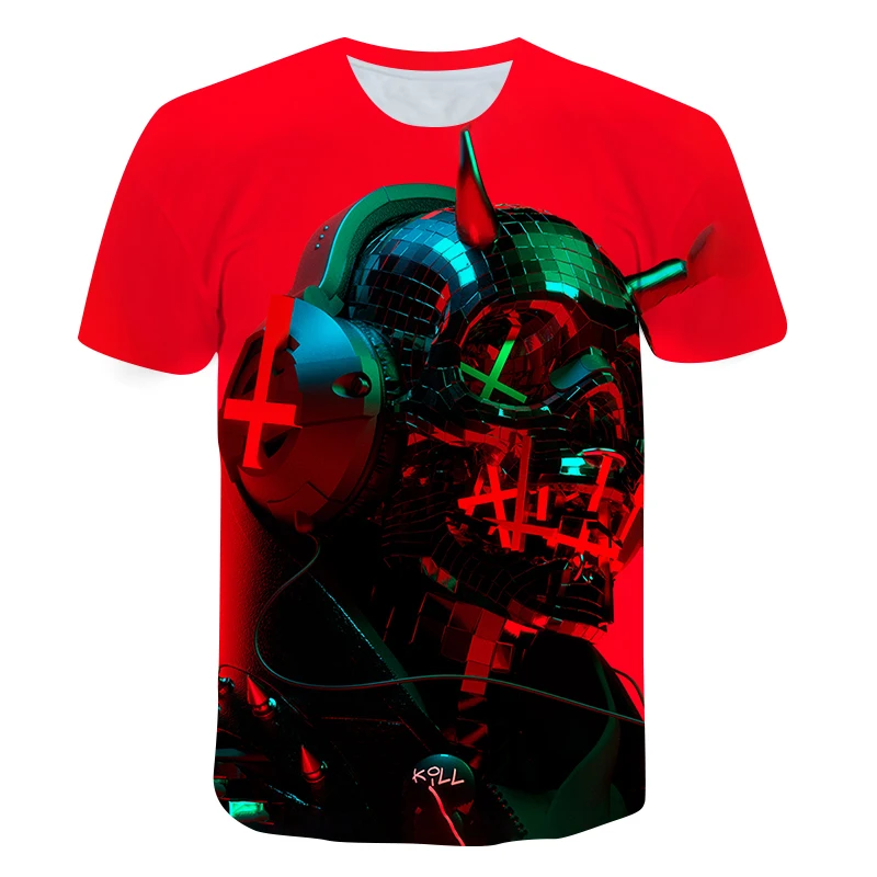 

Summer 3D Printing Horror Skeleton Street Fashion Personality Trend Hip-Hop Rap Tech Wind O-Neck Men's T-Shirt Casual Top