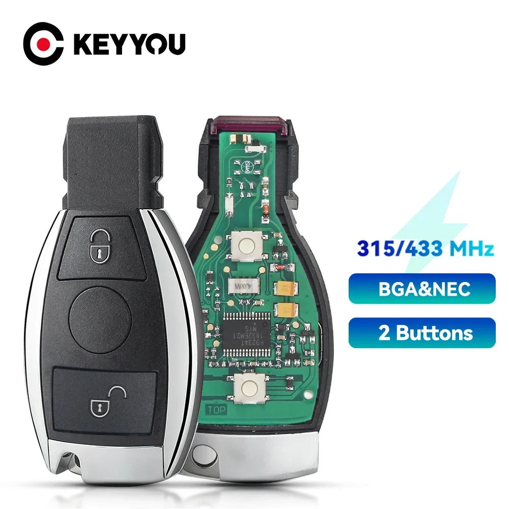 

Автомобильный Ключ-пульт KEYYOU С 2 Кнопками, 315 МГц/433 МГц, Совместимый С Mercedes-Benz, Типы NEC BGA, ML, SLK, CLK, CLS, ...