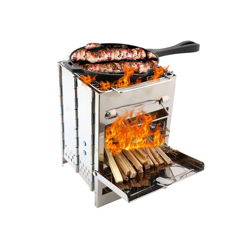 

Detachable Portable Cooking Heating Stove Stainless Steel Burning Wood Stove Environment Protection Camping Barbecue Supplies