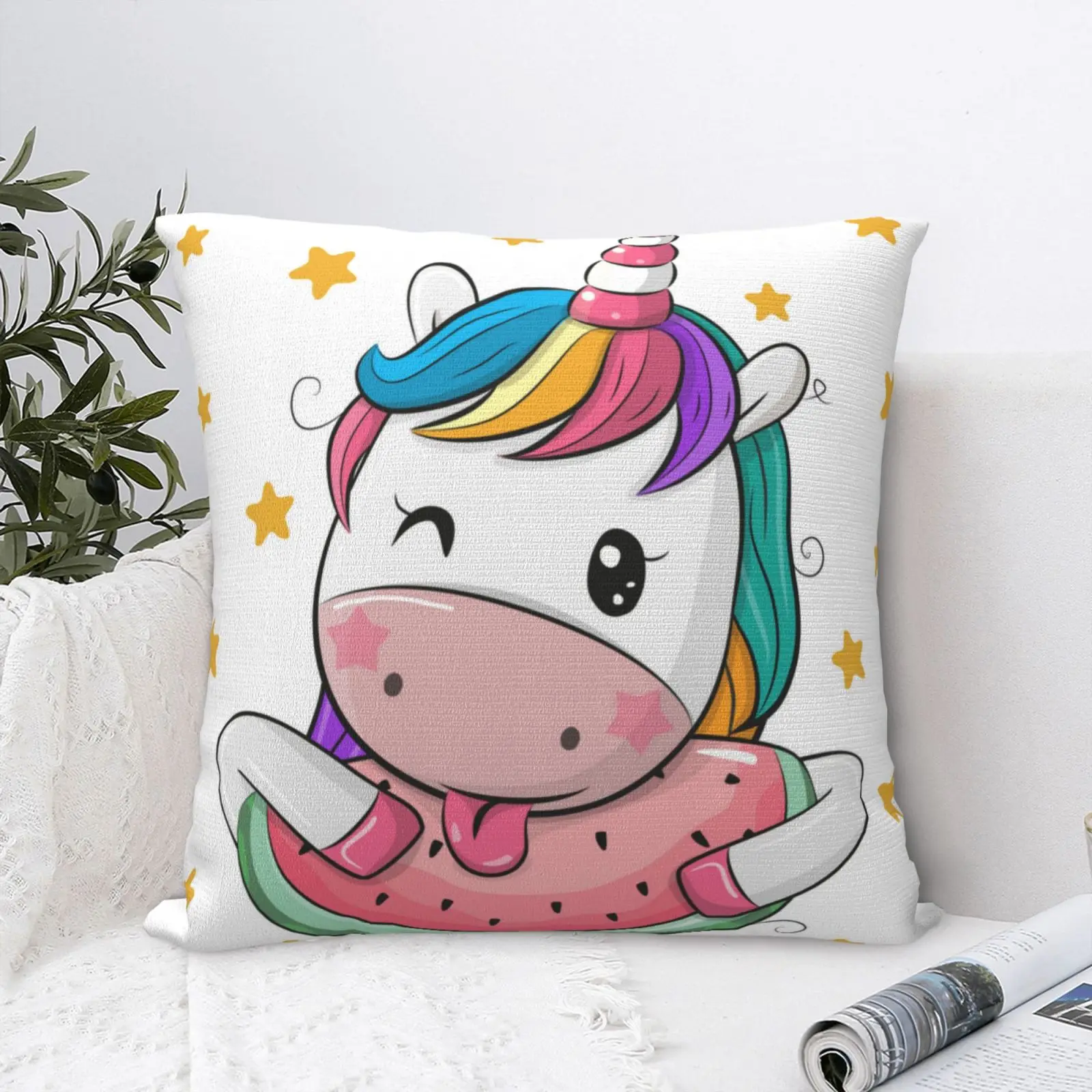 

Cartoon Unicorn 12 Pillow Case Big For Bedroom Cushion Pillows Decor Home Pillow Case Pillow Case White Decorative Living Room
