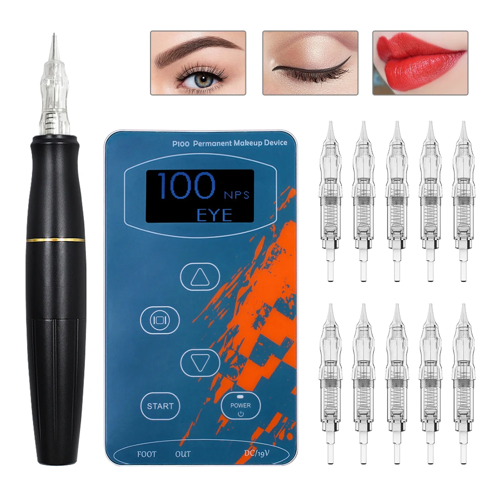 Professional P100 Permanent Makeup Machine For Eyebrow Tattoo Microblading Makeup DIY Kit With Tattoo Needle