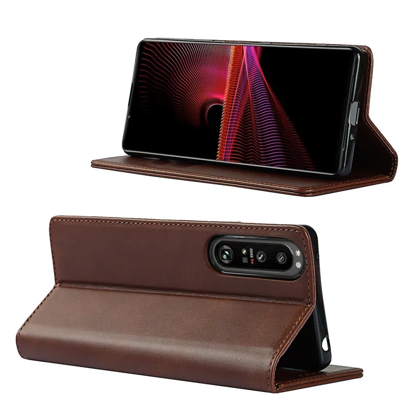 Кожаный чехол для Sony Xperia 1 III флип-чехол держатель карт кобура с магнитным