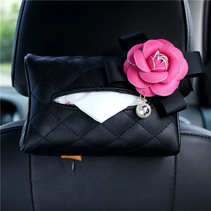 

Car chair back headrest paper towel taking Camellia car sunshade paper towel taking car creative paper towel box cover