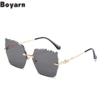 boyarn new sunglasses steampunk fashion glasses rimless sunglasses womens metal uv400 sunglasses eyewear