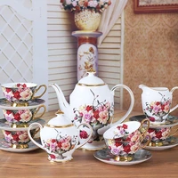 european ceramic tea cup and saucer set 15 pcs bone china coffee cups set pot creamer sugar bowl teatime teapot mug