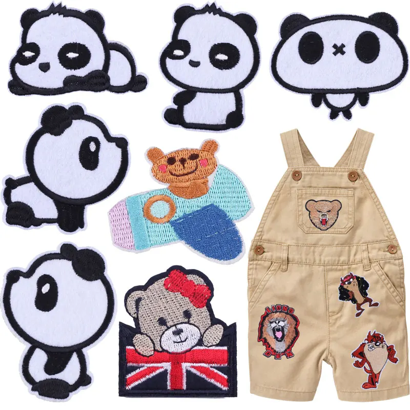 

UK Flag Emblem Bear Applications Embroidered Patches Clothing Thermoadhesive Patches Bear Patch on Clothes Animal Badges Sewing