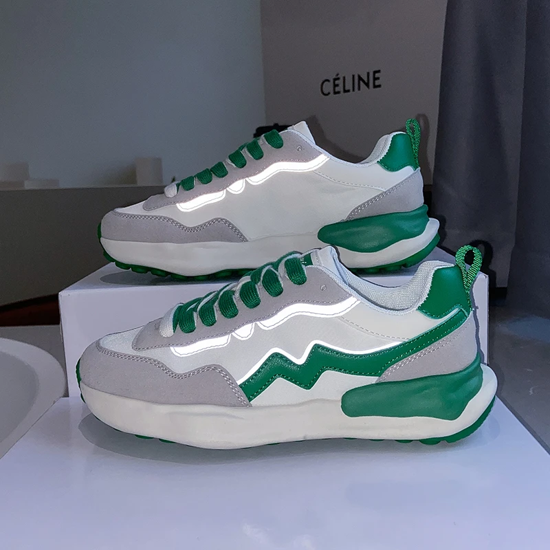 

XIXIYIPIN Fashion Trend Women Chunky Sneakers Walking Breathable Flats Platform Lace-up Skateboard White Sports Vulcanized Shoes