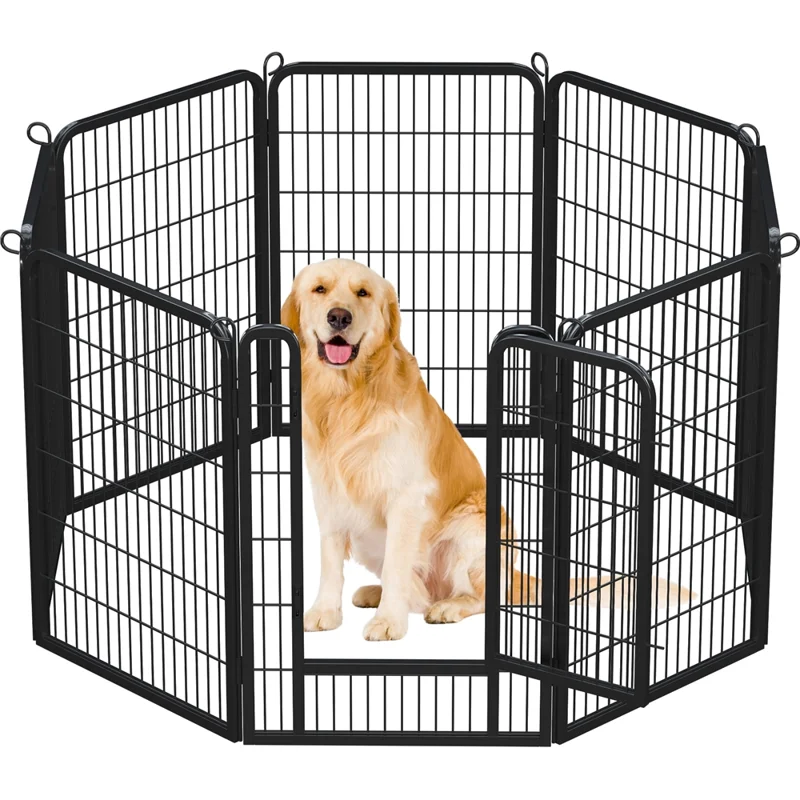 

39.5″H Dog Playpen with Door 8 Panels for Outdoor Indoor, Black