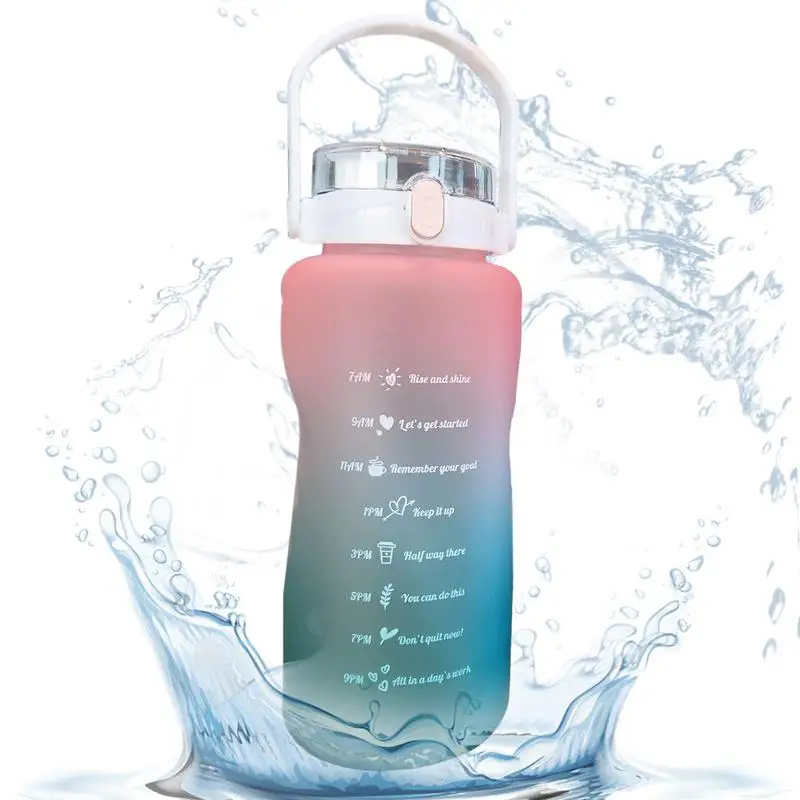 

Camping Gradient Water Bottle 2000ml Fast Flow Flip Top Durable Water Bottle Portable Motivational Water Bottle For Men And