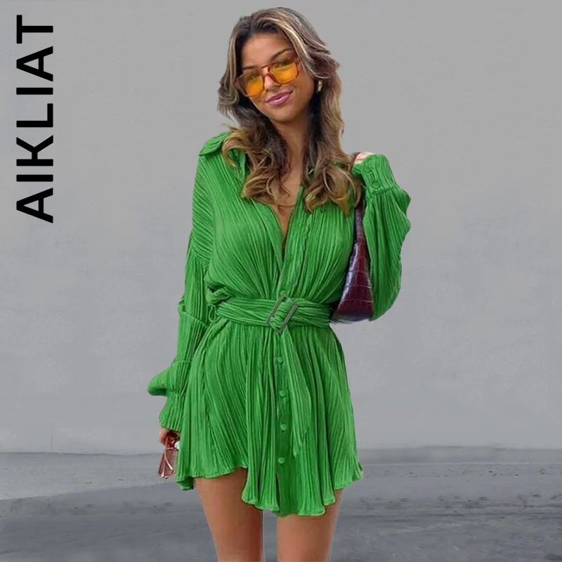 

Aikliat Dress Women New Basic Party Dresses Lazy Chic Sweet Dress Harajuku All-Match Sexy Dress Korean Elegant Clothing Female