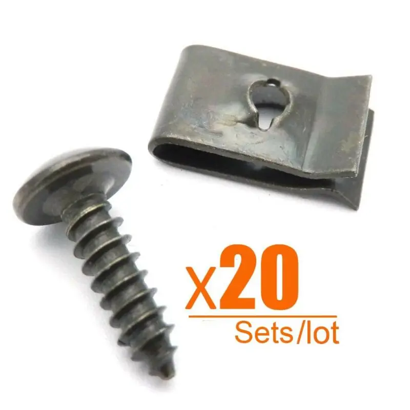 

Car Bumper Fender Trim U-type Clips Metal Panel Fasteners Parts With Screw 20Set Accessory New Useful High Quality