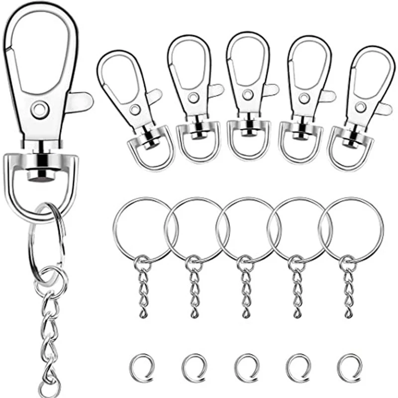 

150 Pcs Swivel Snap Hook And Key Rings With Chain And Jump Rings For Keychain Lanyard DIY Jewelry Crafts Accessories