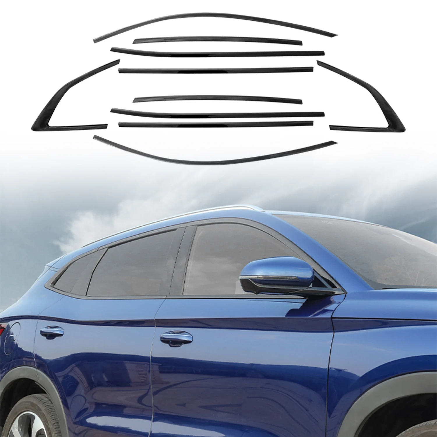 

Для BYD Song Plus DM-i EV/Seal U/Sealion 6 2023-2025 накладка на окно, внешние аксессуары автомобиля, сталь, черный, 10 шт.