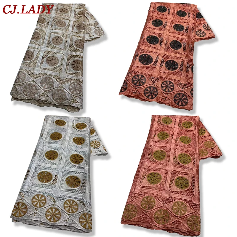 

High Quality 2022 African Lace Fabric Hot Sale White Swiss Voile Cotton Fabrics Sewing Embroidered Dresses For Women Party Dress