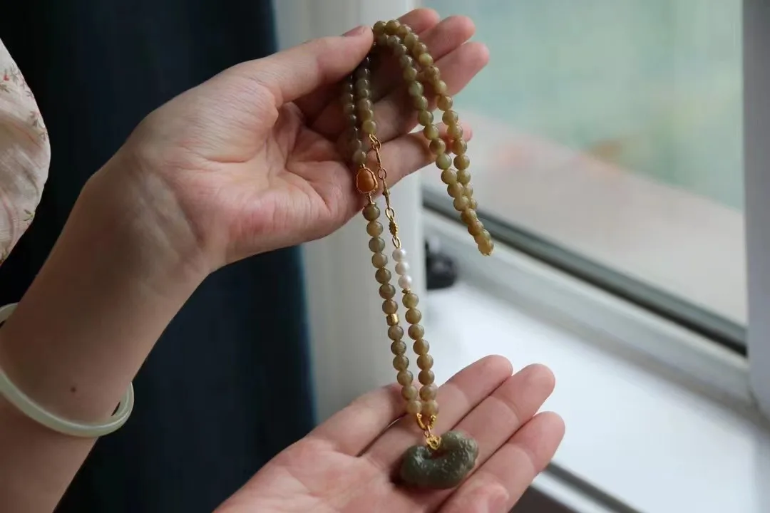 Цепочка Из Натурального нефрита с кулоном RuYi 5 9 мм