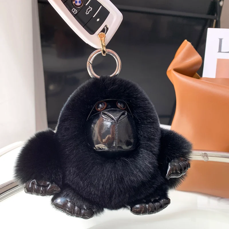 2022 New In Chimpanzee Real Fur Handmade Cute Key Chain Keychains Bag Accessory Car Keychain Gift Keyrings Gifts Key Chains