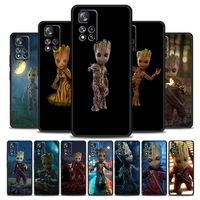 marvel baby groot for xiaomi redmi note 11 10 11t 10s 9 9s 8 7 5g 4g silicone soft tpu black phone case coque capa cover shell