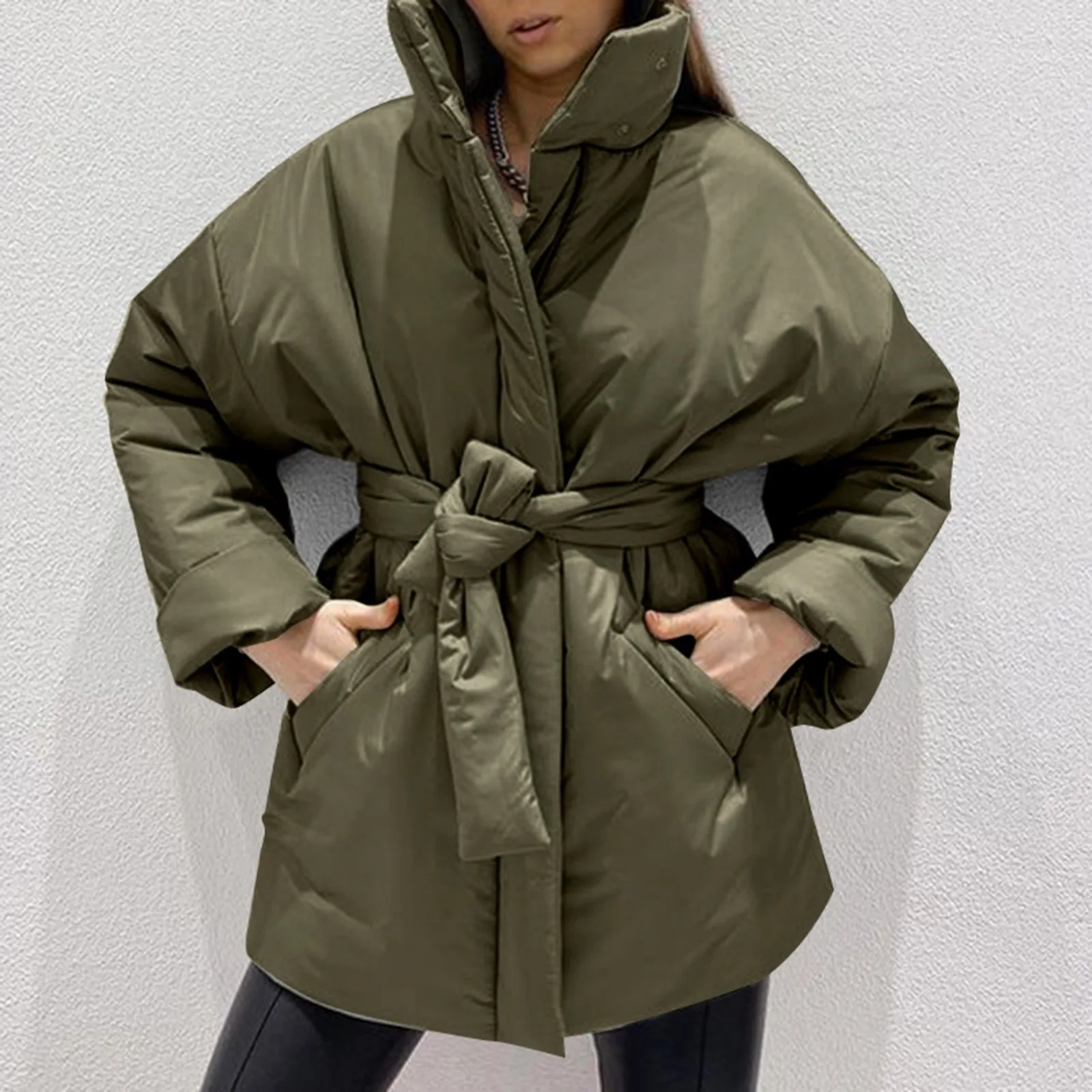 

Женская Стеганая куртка с карманами на молнии с длинным рукавом Пузырьковые пальто женская теплая куртка