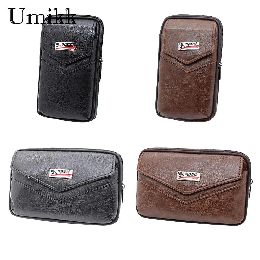 

Multifunctional Men Waist Bag PU Leather Fanny Packs Male Hanging Belt Bum Bag Travel Outdoor Mobile Phone Money Key Coin Pouch