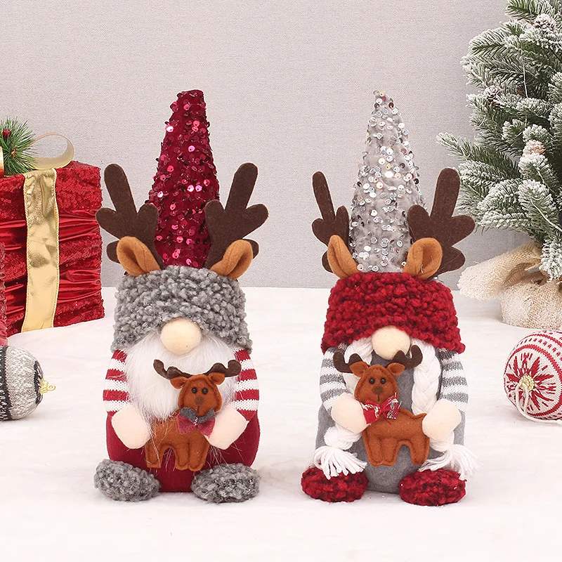 

Christmas Decoration Soft Cloth Faceless Doll Rudolph Doll Gnome Decoration Supplies Ornaments Children's Birthday Gift Toys