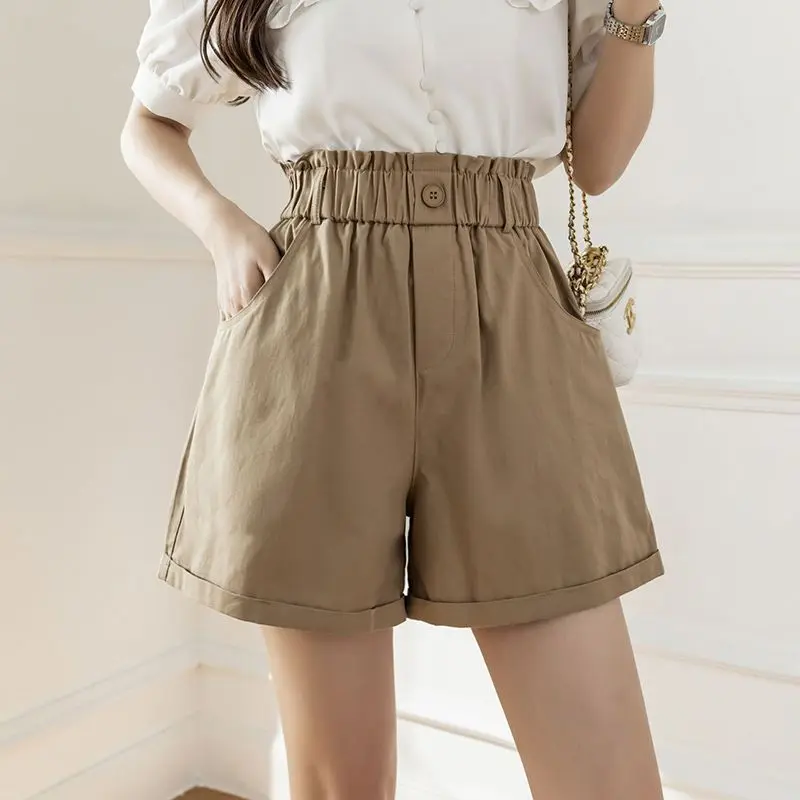 High Waist Womens Shorts Yellow Baggy Loose Short Pants for Women To Wear Elastic Wide Outdoor Y2k Harajuku Trend 2023 Clothing