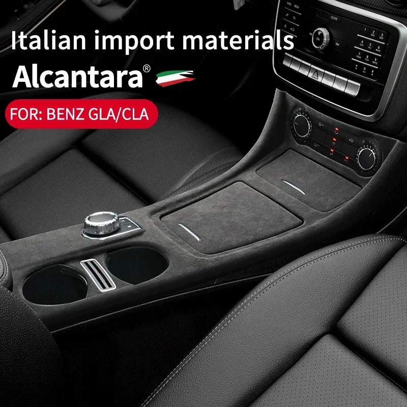 For Mercedes Benz GLA CLA 2015 to 2019 Middle Central Slide Box Case Lid Cup Gear Lever Alcantara Cover Pad Protect Shell Cap