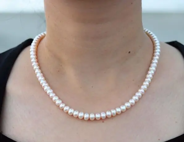 

new Natural 7-8-9-10mm Pearl Jewelry Necklace 925 silver