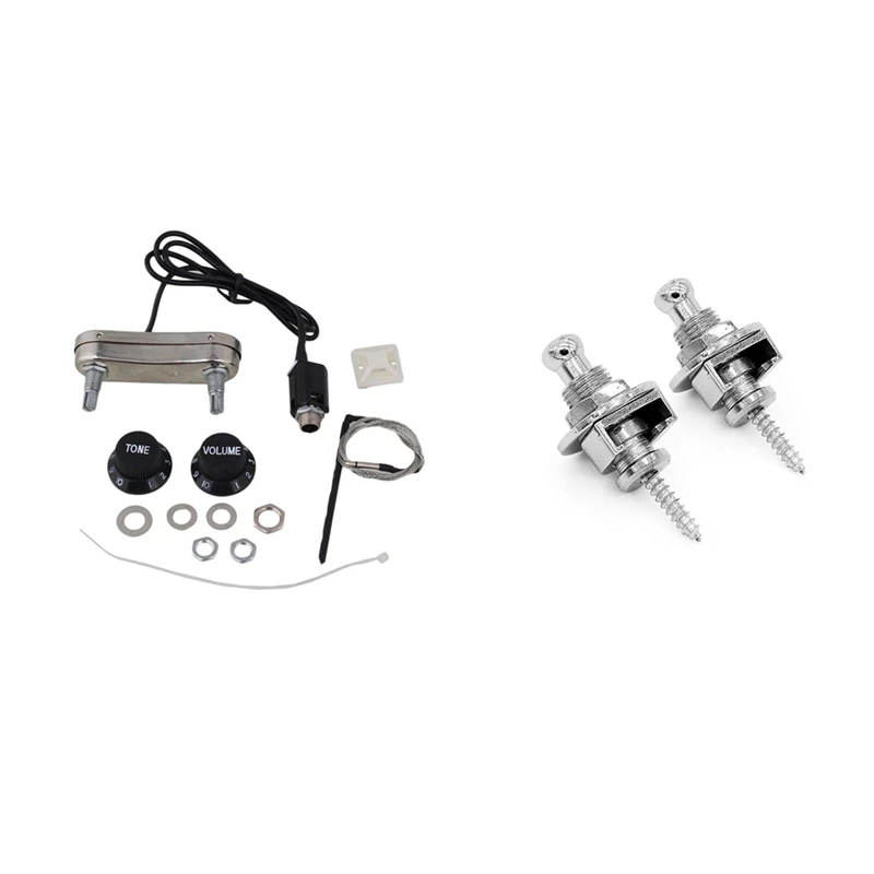 

1X Acoustic Guitar Pickup Piezo & Passive Preamp PS700 & 2X Premium Guitar Strap Locks And Buttons Security