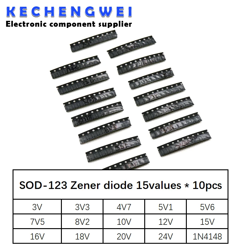 

SOD-123 1206 0.5W Zener diode SMD package 15 values * 10 pcs =150pcs KIT