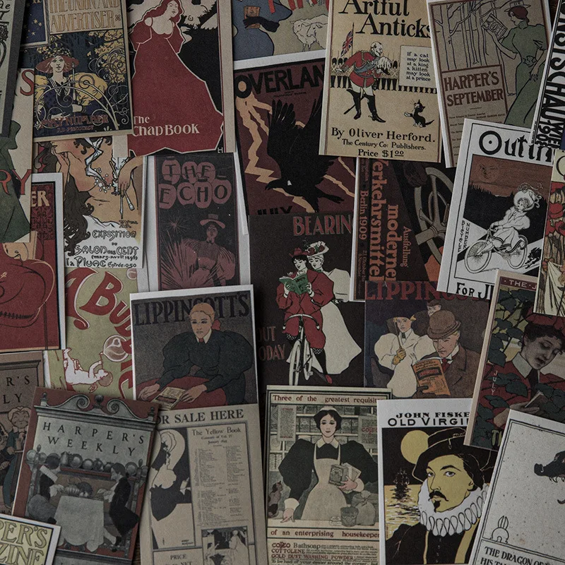 

100pcs Romantic deeds Collector newspaper Retro Scrapbooking Label Diary Stationery vintage flower Art DIY Craft Sticker