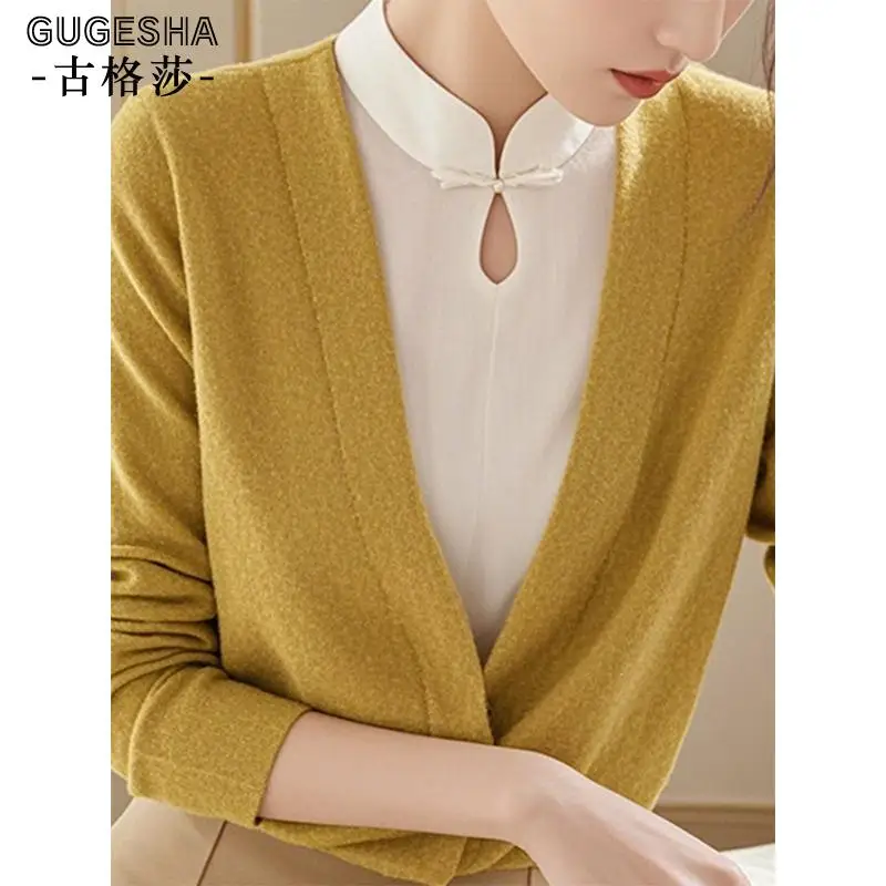 2024 Ранняя осень новый китайский Sle High Sense в стиле пэчворк искусственный вязаный