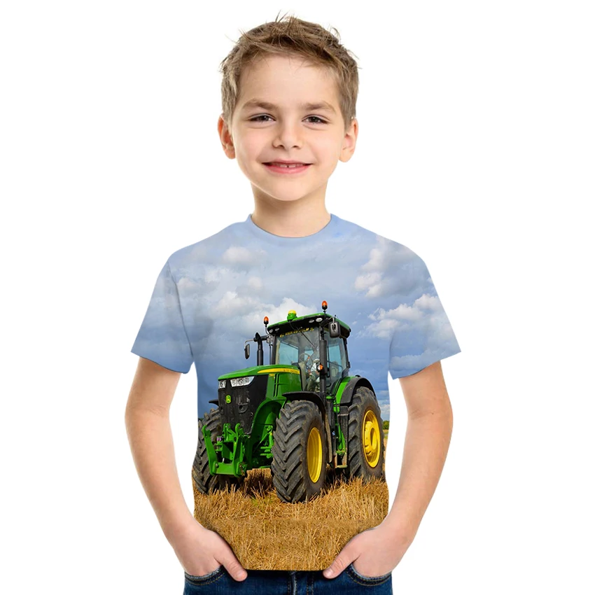 

2021 new fashion car tractor 3d printing children's t-shirt hip hop Ropa Hombre casual streetwear boy girl t-shirt