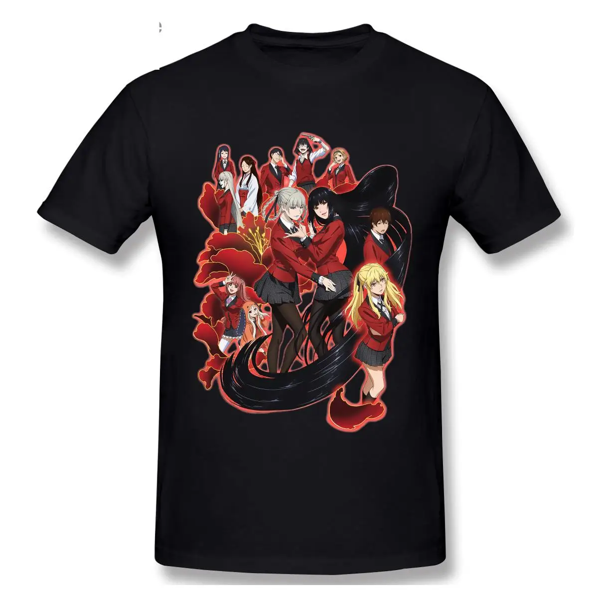 

Compulsive Gambler Yumeko Jabami Anime T Shirts Top Quality Short Sleeve TShirts Cotton Round Neck T-Shirts Tees