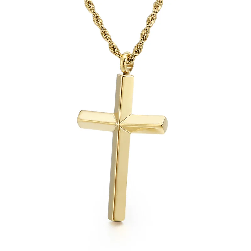 

Мужское ожерелье с крестом, серебристое, золотистое, черное однотонное ожерелье из нержавеющей стали, ювелирные изделия, подарок отцу и мужу