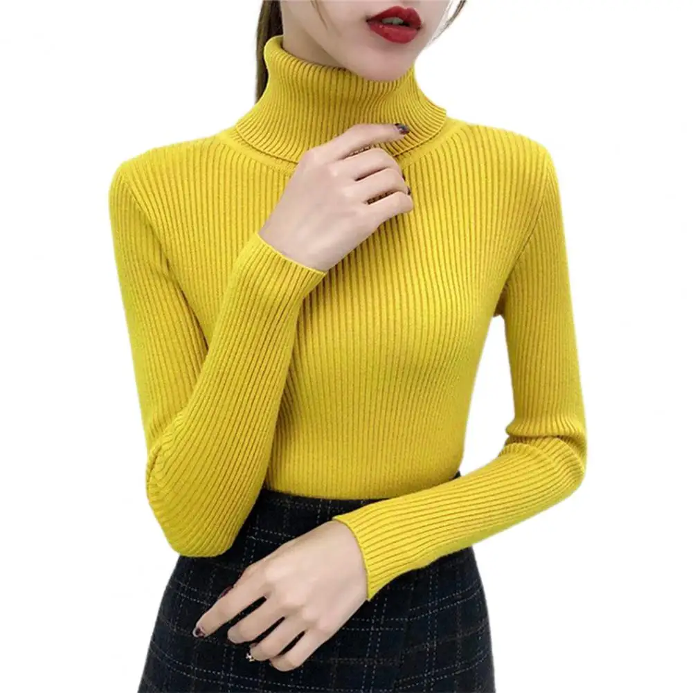 

Casual Winter Sweater Knitted Slim Sweater Ribbing High Stretchy Sweater