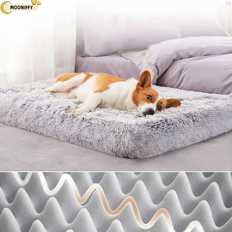 

Плюшевая кровать для собак, коврик для кошек, кровати для средних и больших собак, съемная подушка для чистки щенка, сверхмягкая раскладная кровать для собак, кровать для домашних животных