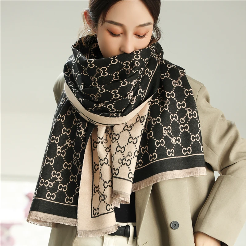 

Women Luxury Scarf Winter Warm Cashmere Pashmina Shawls and Wraps Bufanda Thick Keep Warm Scarves Wholesale Blanket Stoles