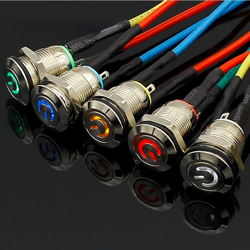 Автомобильный Compurter 12 мм, 3 в, 5 В, 12 В, 220 В, ангельские глазки, алюминиевый металлический светодиодный переключатель питания без кнопок, самосброс, металлический переключатель, нормально открытый