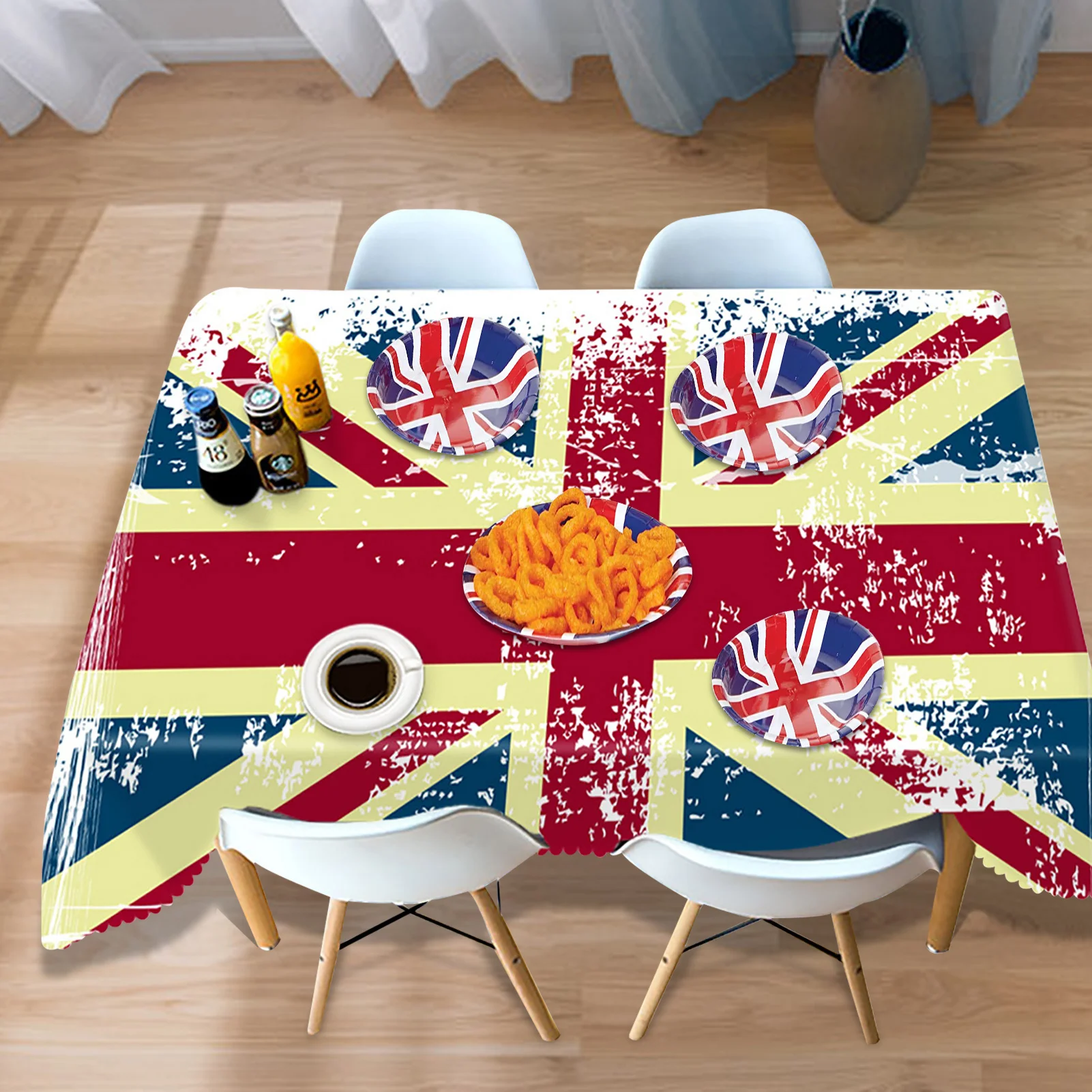 

Vintage Union Jack Tablecloth Great Britain United Kingdom Table Cover Velvet & Linen Rectangle Tableware Cloth For 70th Queen's