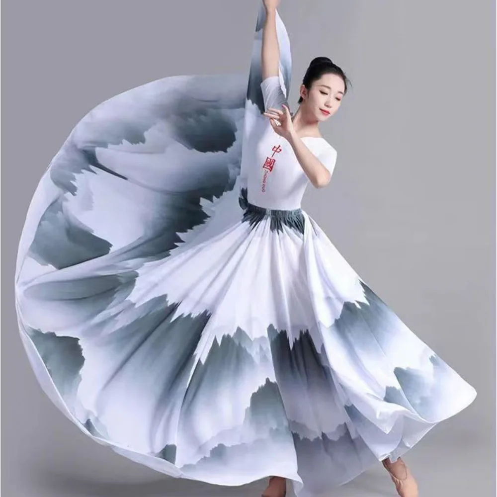 Элегантная балетная юбка с градиентом женская шифоновая Длинная Одежда для