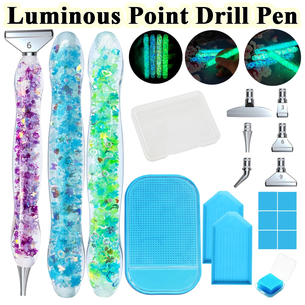 

New Luminous Resin Point Drill Pens Diamond Painting Pen Tools DIY Nail Art Diamond Mosaic Painting Accessories Tool Kits