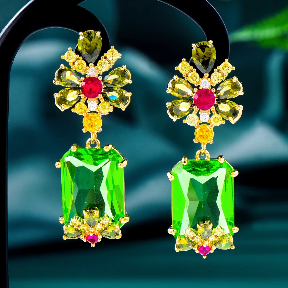 Kellybola New Original Colorful Candy CZ Earrings for Women Wedding Holiday Party Occasion Shiny Luxury Jewelry High Quality