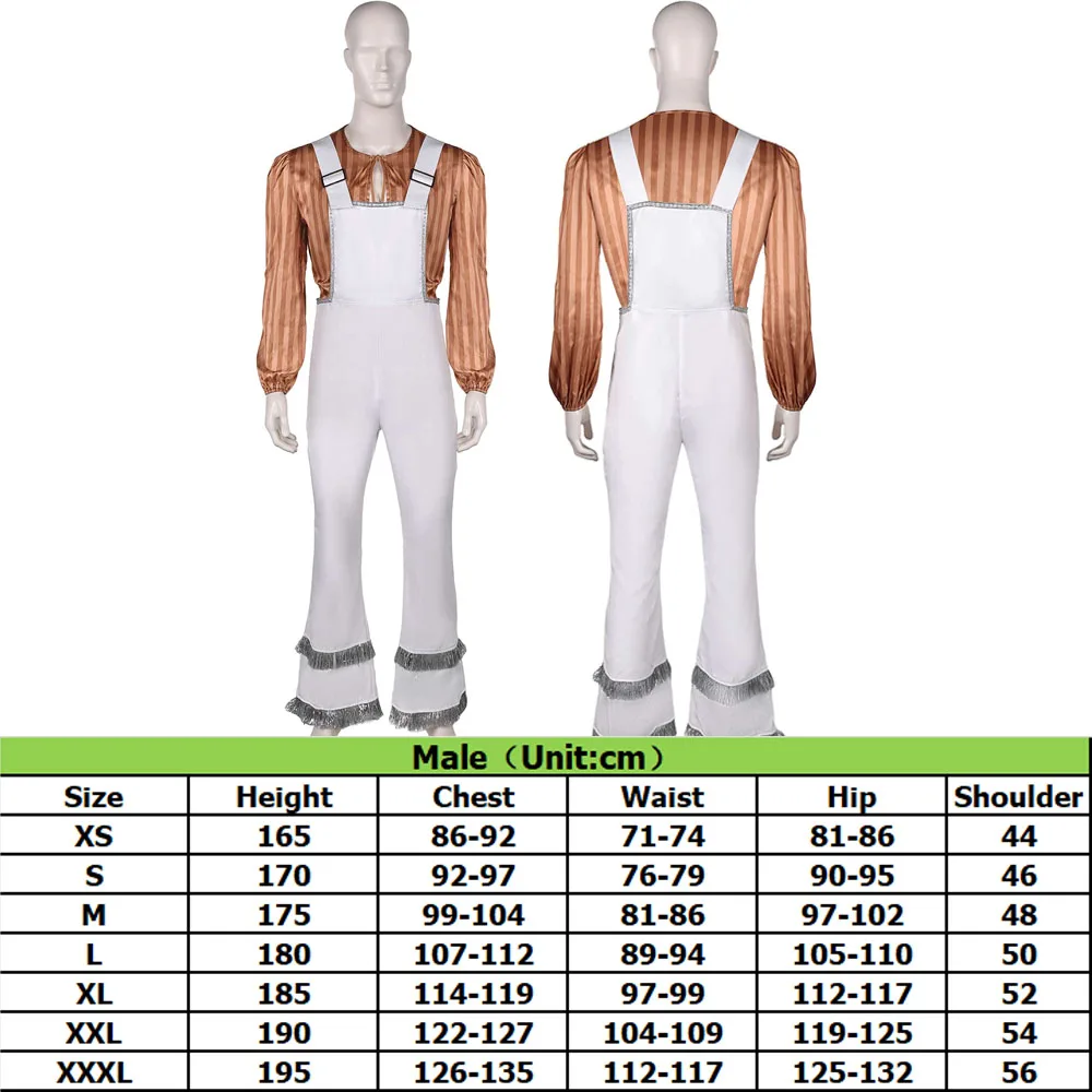 Bjorn Cos Ulvaeus Косплей Мужская одежда для взрослых Рубашка Брюки на бретелях Костюм