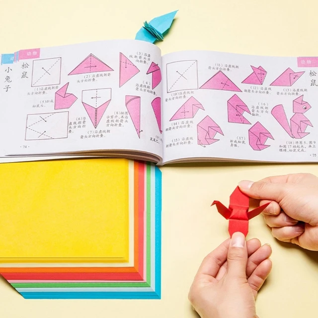 100 fogli di carta pieghevole fai da te 10 colori carta Origami