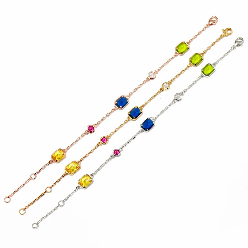 

Fashion Bracelet Candy Color Geometric Square Crystal Color Stone Personality Street Shooting Jewelry
