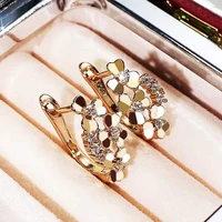 2022 trend flower golden earrings for women diamond crystal inlaid hoop earrings anniversary gift jewelry accessories brincos
