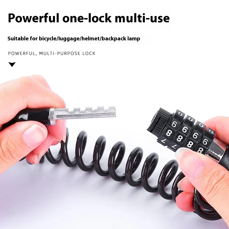 Велосипедный замок стальной трос цепь пароль безопасности 4-значный