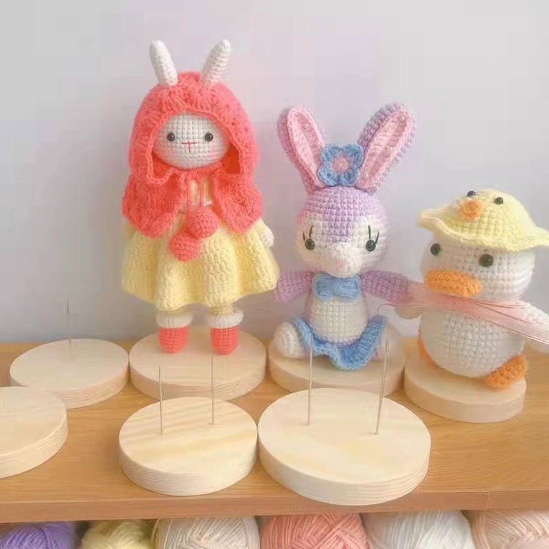 

Display Stand Holder Crochet Stands Rack Support Storage Base Wooden Figure Animal Action Suppprt Base