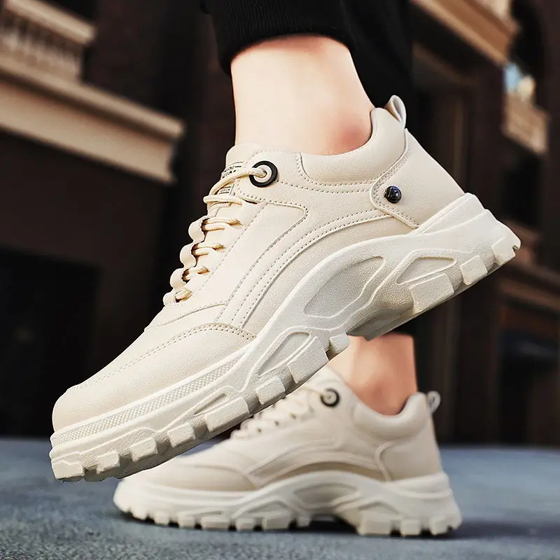 

2022 Summer New Casual Sports Daddy Shoes Men's Breathable Korean Version Trend All-match Leather Panel Shoes Small White Tide